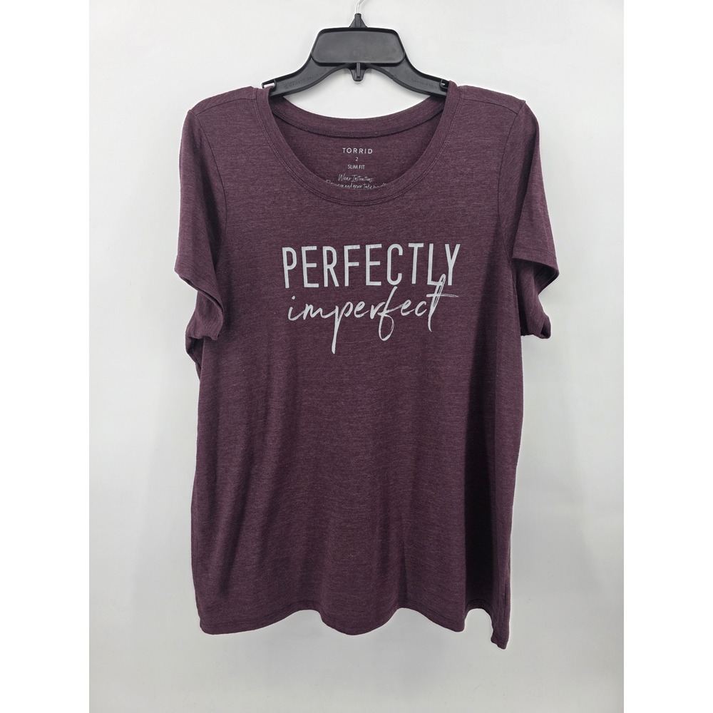 Torrid Perfectly Imperfect Graphic Tee Burgundy Slim Fit 2X